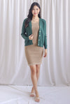 Carter Ribbed Buttons Cardigan In Forest Green