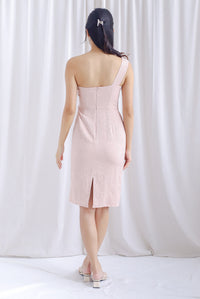 Harmony Emboss Toga Dress In Pink