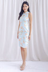Korren Cheongsam Dress In Blue/Orange Floral