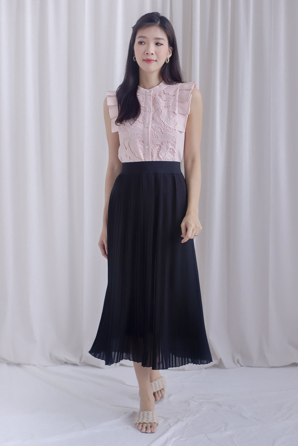 Milly Insert Pleated Maxi Skirt main image 0