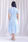 Penny Embro Eyelet Buttons Sleeved Dress In Blue