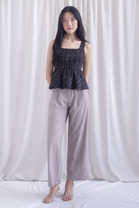 Sanders Tweed Peplum Top In Black