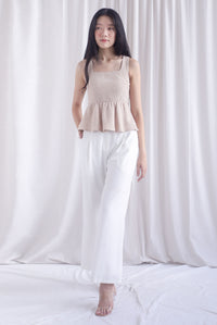 Sanders Tweed Peplum Top In Ecru