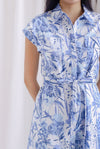 Summer Fold Sleeve Shirt Dress In Porcelain Blue