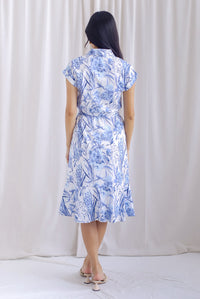 Summer Fold Sleeve Shirt Dress In Porcelain Blue