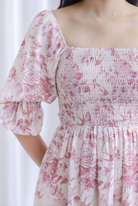 *Restocked* TDC Basha Tiered Puffy Sleeve Maxi Dress In Pink Porcelain