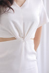 TDC Oreana Tweed Twist Knot Cut Out Dress In Cream