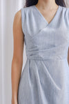 TDC Valorie Pleated Tulip Work Dress In Grey