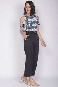 *Premium* Christie Ruffle Floral Top In Blue