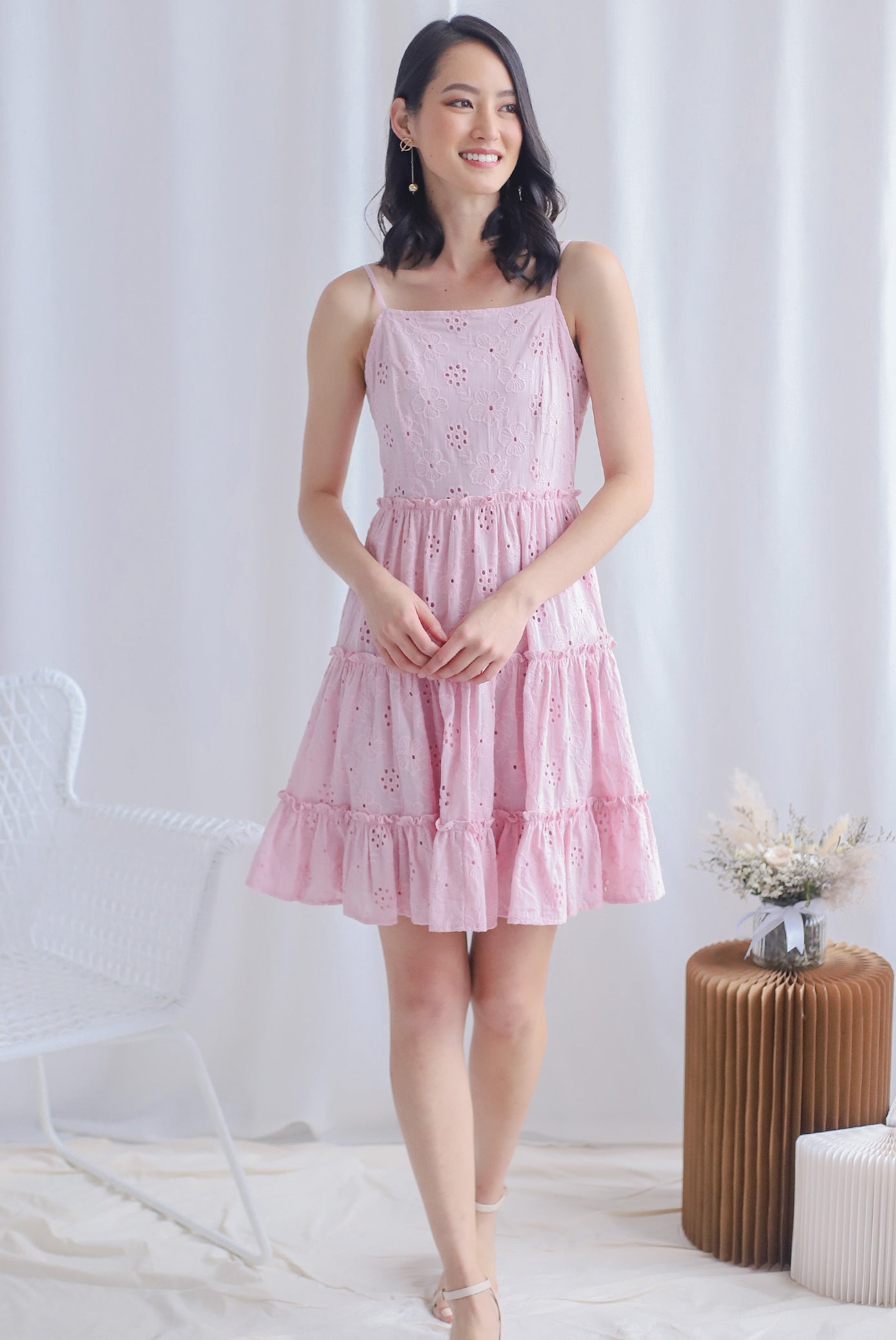 Eyelet tiered cheap dress