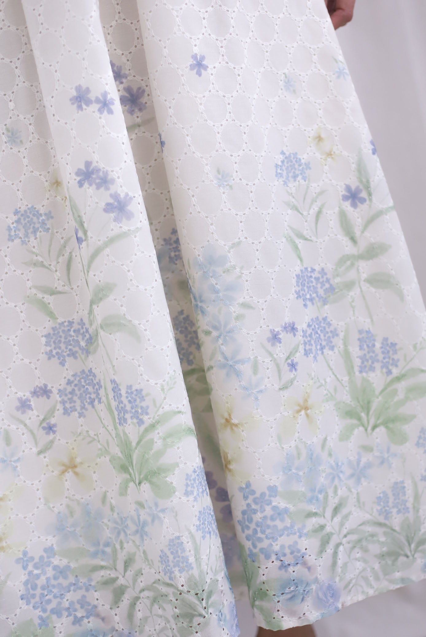 Abundance Embro Floral Puffy Sleeves Bustier Maxi Dress In Blue