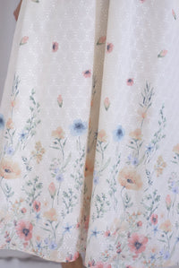 Abundance Embro Floral Puffy Sleeves Bustier Maxi Dress In Yellow/Blue