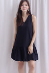 Agnella Balloon Hem Babydoll Dress In Black