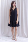 Agnella Balloon Hem Babydoll Dress In Black