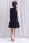Agnella Balloon Hem Babydoll Dress In Black