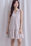 Agnella Balloon Hem Babydoll Dress In Ecru