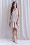 Agnella Balloon Hem Babydoll Dress In Ecru