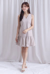 Agnella Balloon Hem Babydoll Dress In Ecru