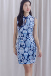 Agnes Vase Cheong Sam Dress In Navy Blue