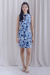 Agnes Vase Cheong Sam Dress In Navy Blue