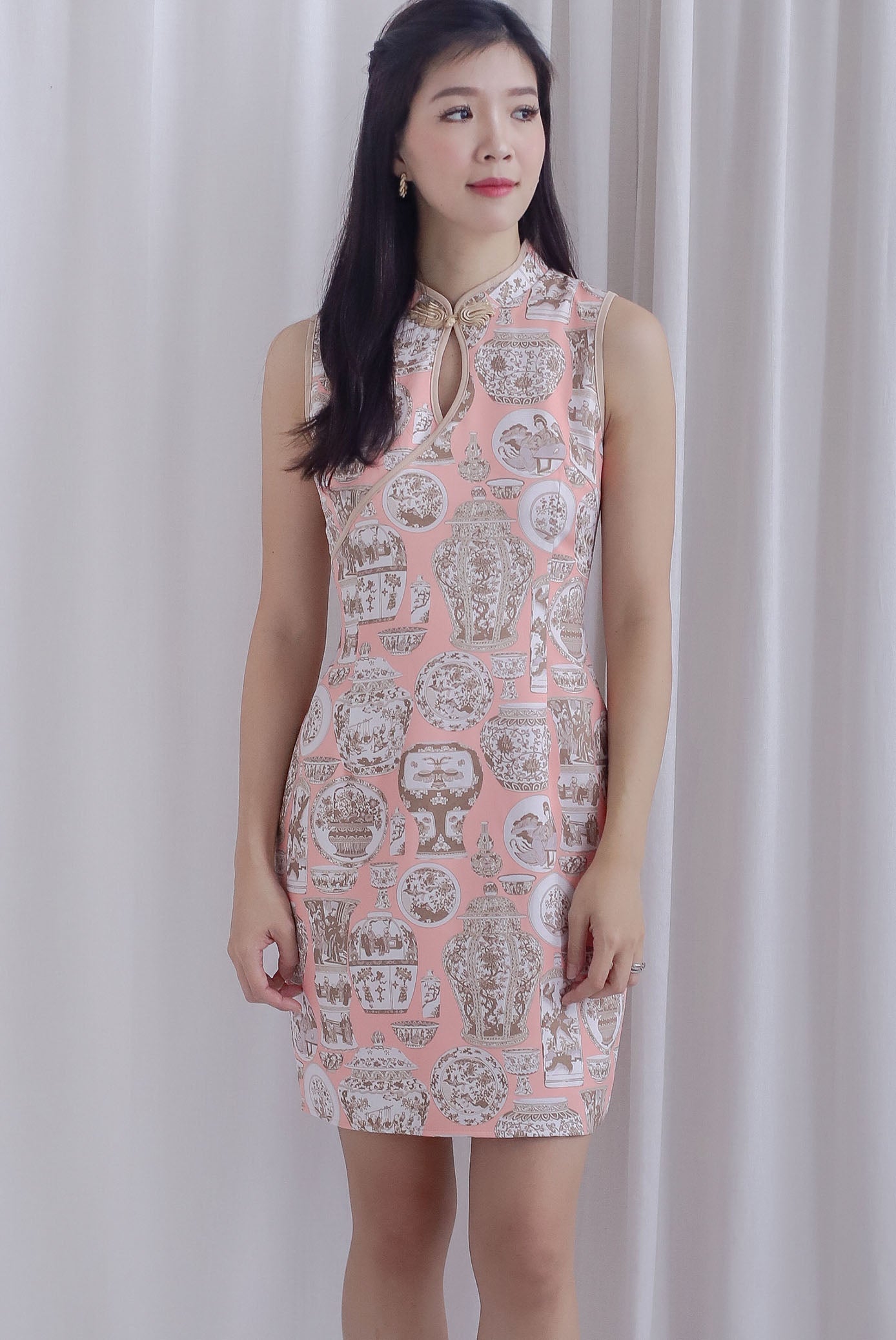 Agnes Vase Cheong Sam Dress In Pink