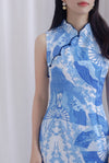 Akemi Scallop Oriental Collar Scallop Dress In Blue