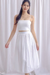 Amethyst Embossed Poofy Midi Skirt In White