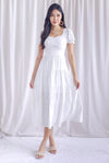 Angelina Puffy Sleeved Tiered Maxi Dress In White