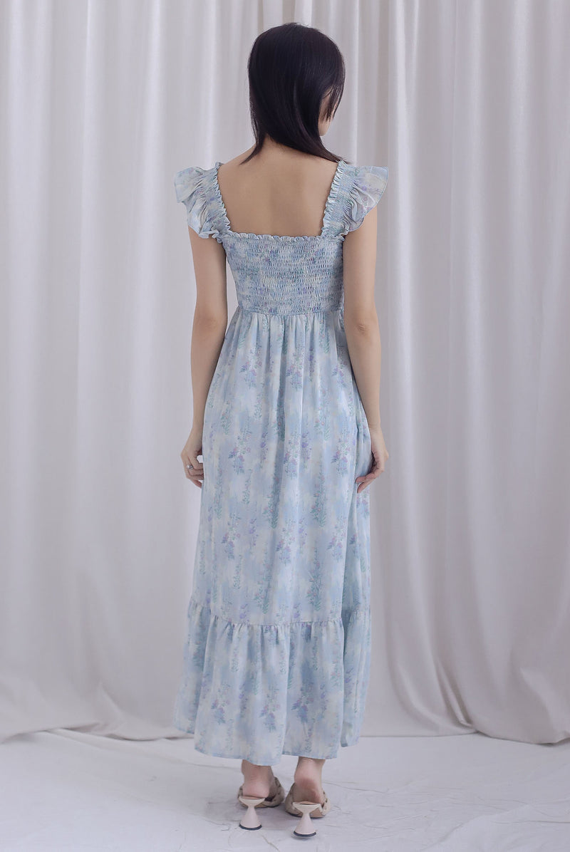 Anna Floral Ruffle Strap Smocked Maxi Dress