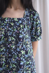 Antoinette Sashed Pintuck Hem Maxi Dress In Black Floral