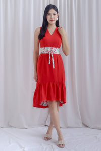 Ardisia Reversible Hi Lo Mermaid Dress In Red