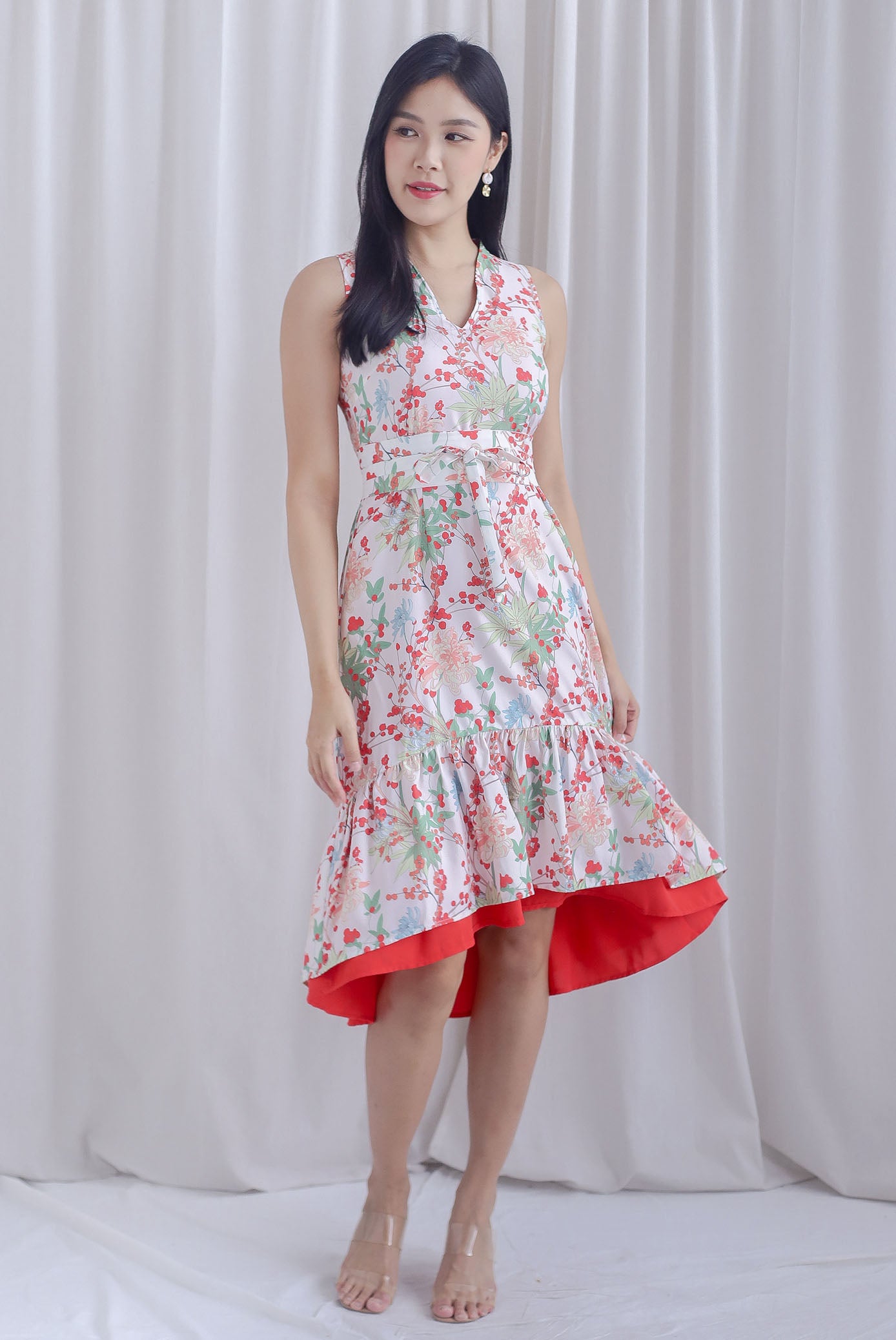 Ardisia Reversible Hi Lo Mermaid Dress In Red