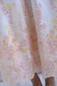 Ariel Watercolour Embro Smocked Maxi Dress In Orange