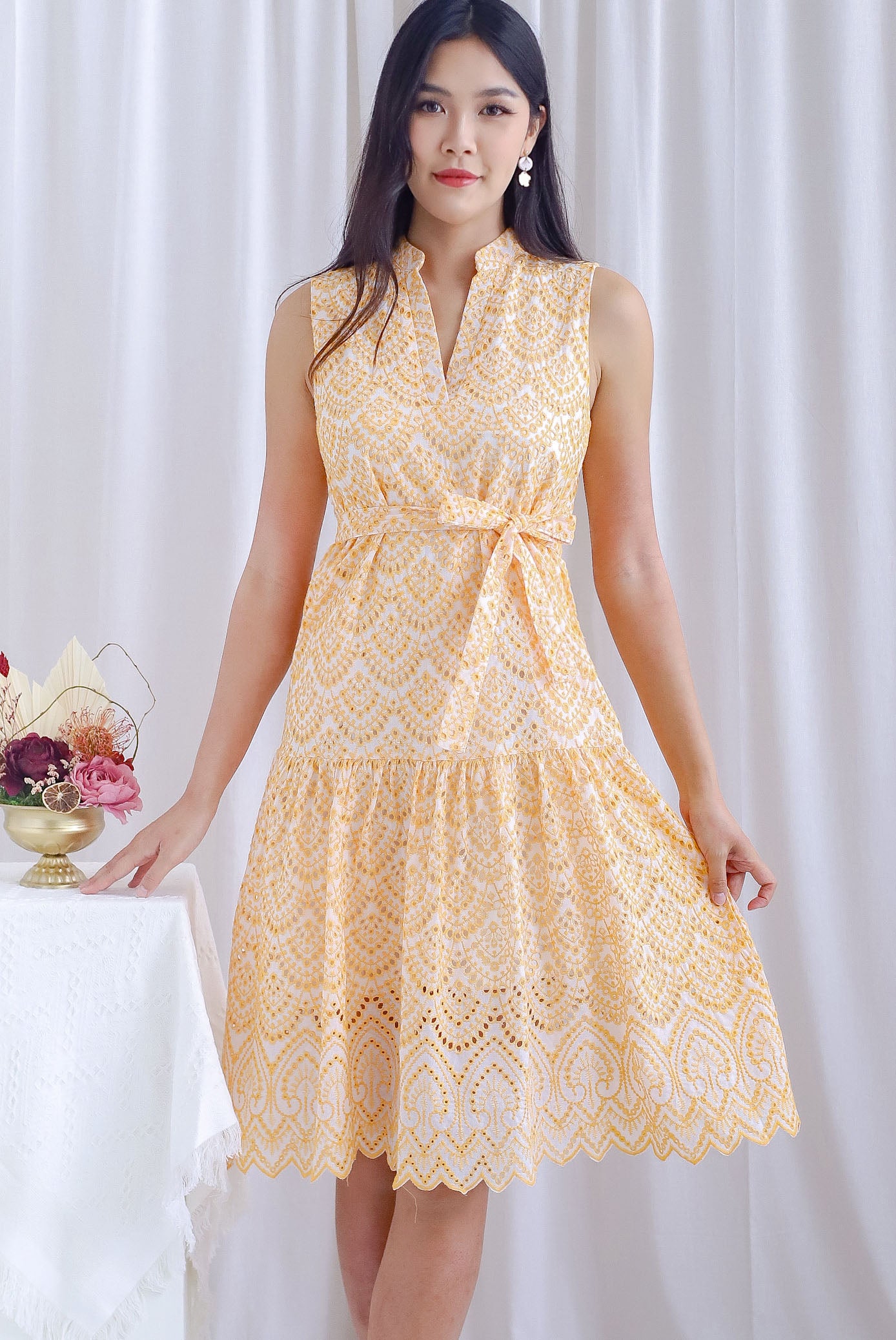 Jiyara Yellow Embroidery Back Dori Dress - Ready to Ship main image 0