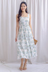 *Premium* Aryn Emboss Floral Lattice Strap Maxi Dress In Blue
