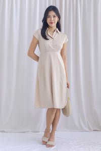 Ava Overlap Front Satin Dress In Cream