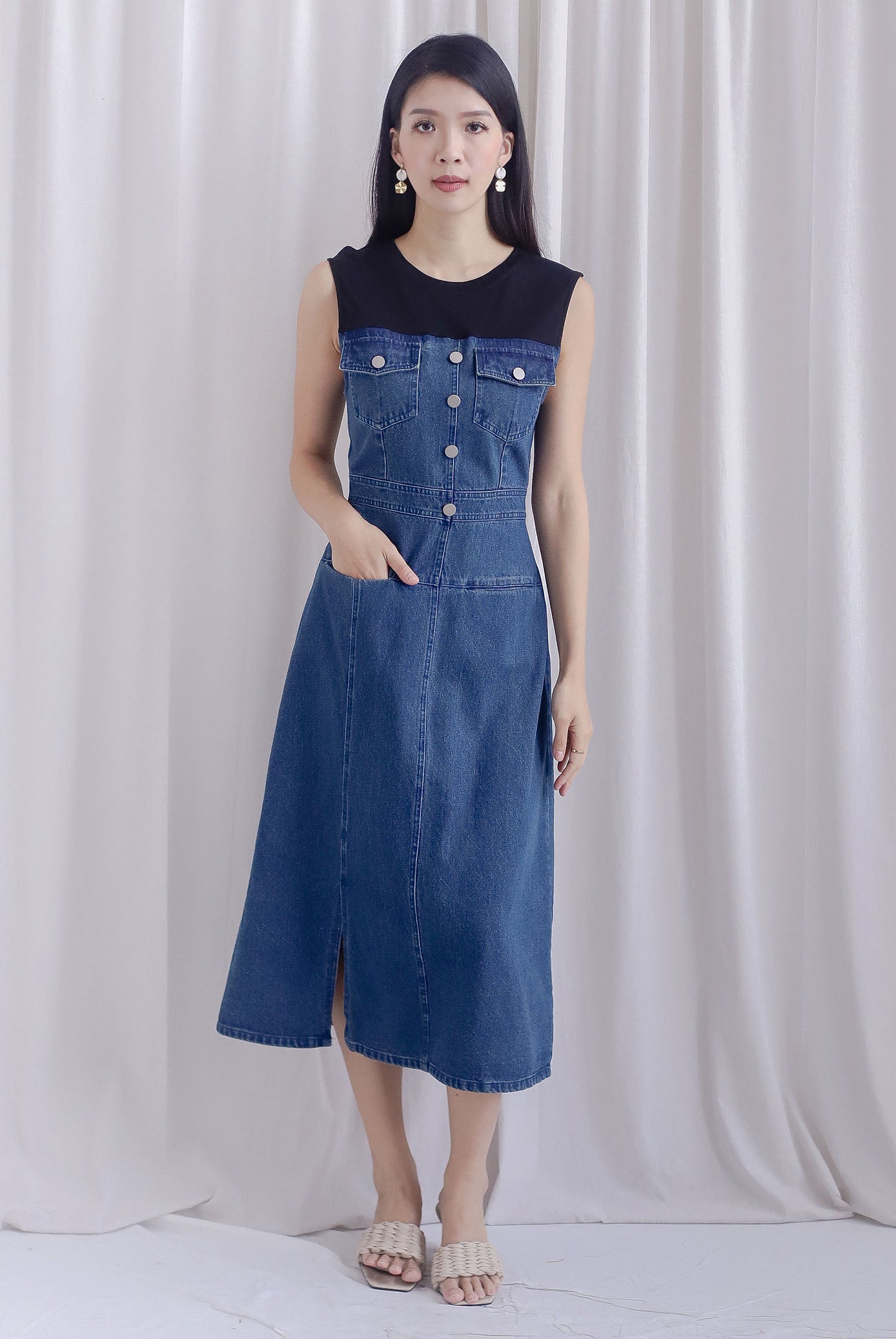 Baker Contrast Denim Dress