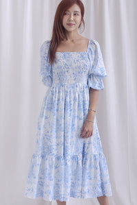 [BY TDC LABEL] Basha Tiered Puffy Sleeve Maxi Dress In Blue