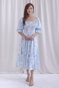 [BY TDC LABEL] Basha Tiered Puffy Sleeve Maxi Dress In Blue