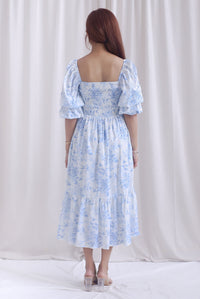 [BY TDC LABEL] Basha Tiered Puffy Sleeve Maxi Dress In Blue