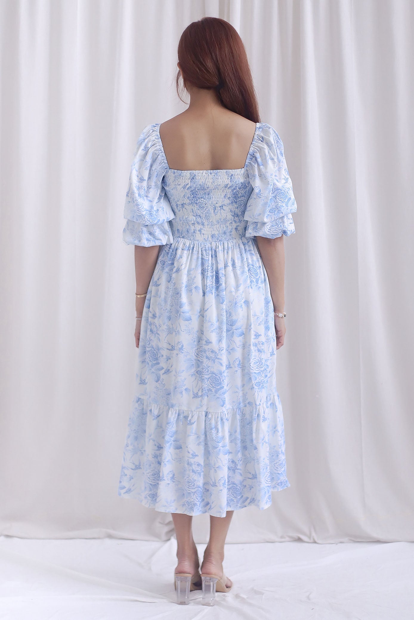 [BY TDC LABEL] Basha Tiered Puffy Sleeve Maxi Dress In Blue