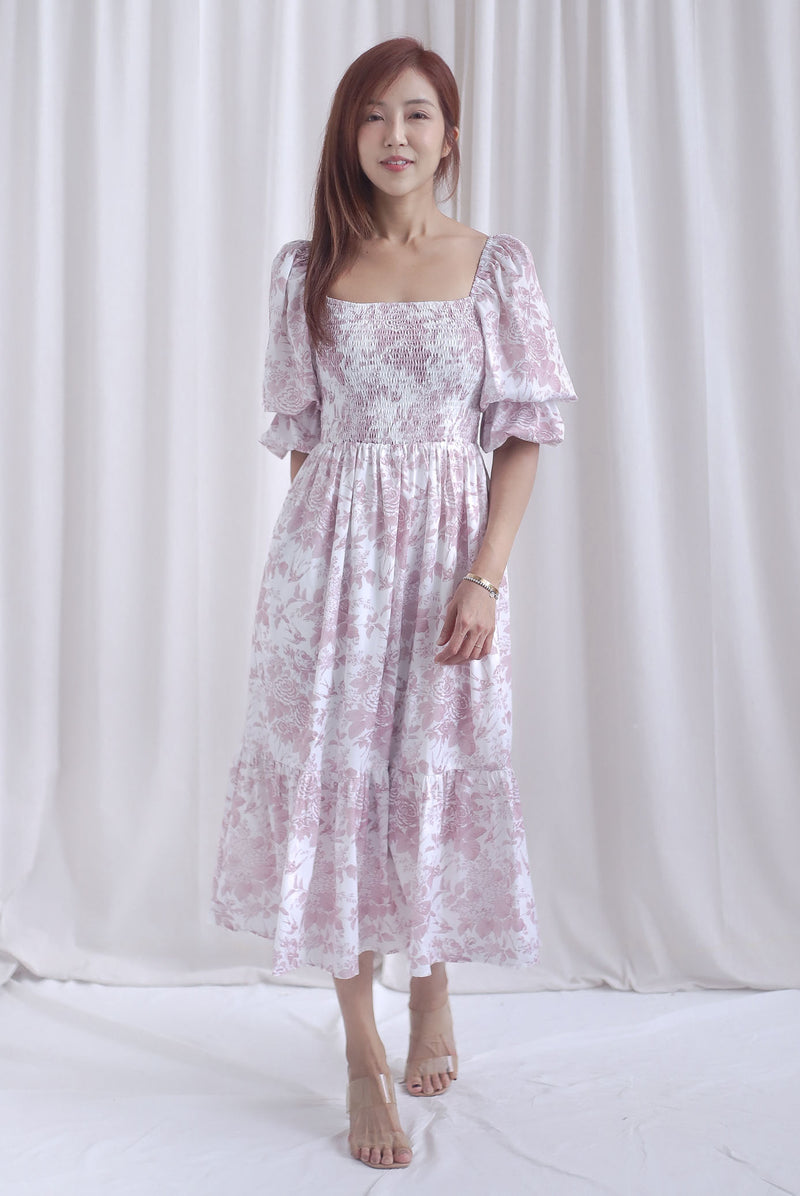 pink puff sleeve maxi dress Raton V-Neck Puffed 36.0 Waist Mint Velvet Pink Beige Blend