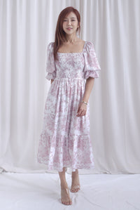 [BY TDC LABEL] Basha Tiered Puffy Sleeve Maxi Dress In Mauve Pink