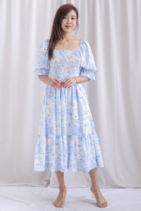 [BY TDC LABEL] Basha Tiered Puffy Sleeve Maxi Dress In Blue