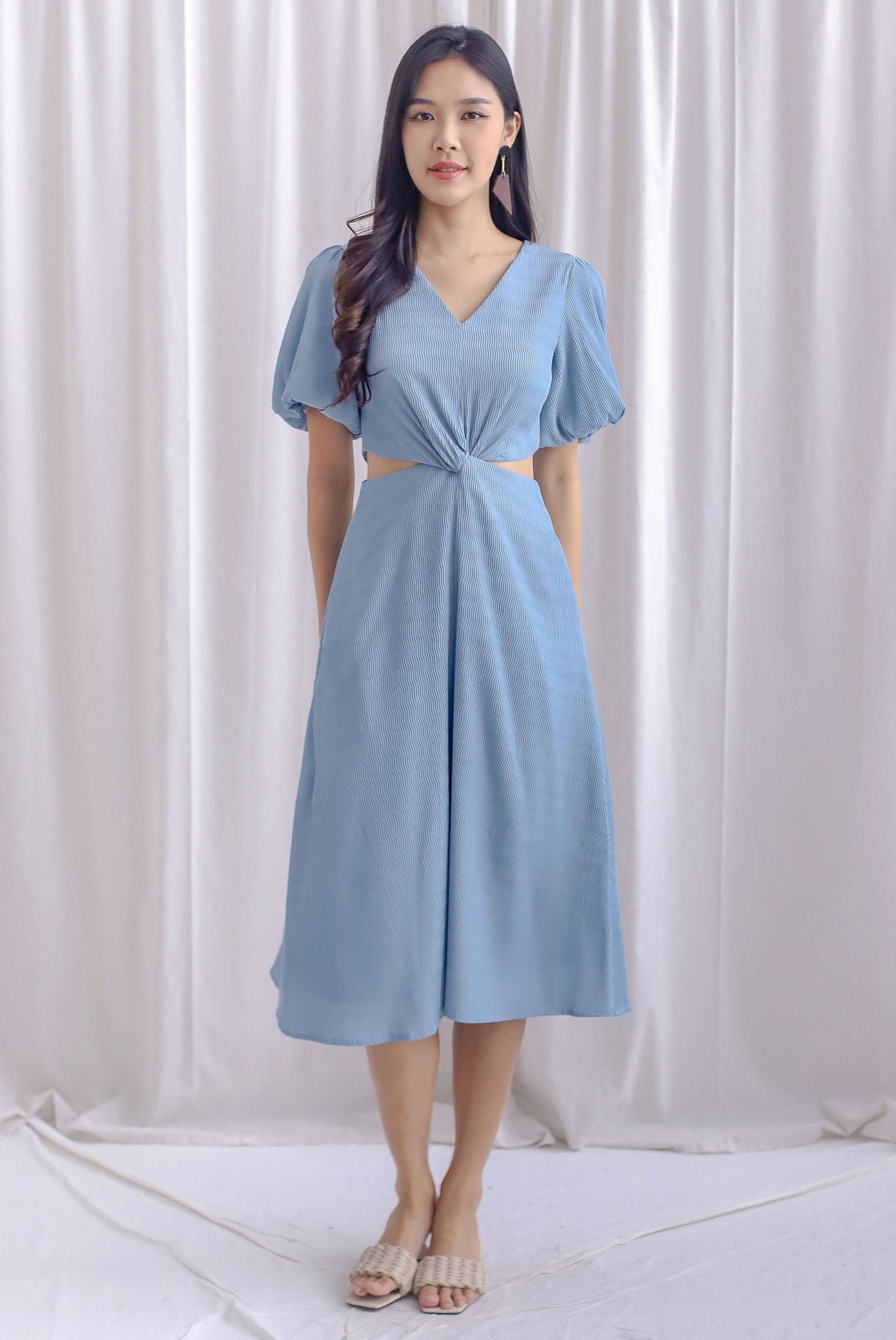 Dusty blue 2024 midi dress