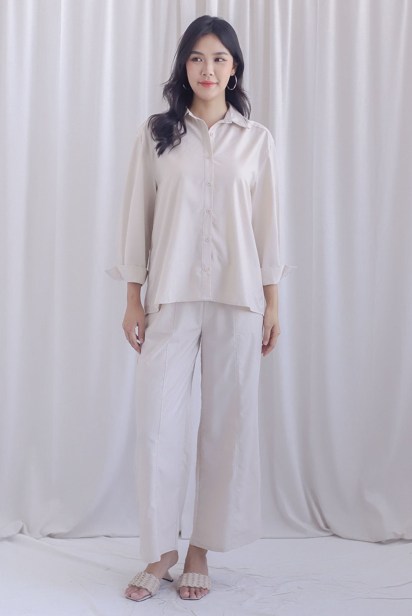 Becca Oversized Shirt In Ecru