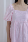 Bella Babydoll Puffy Sleeves Dress In Pink