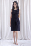 Bethany Pleated Waist Shealth Work Dress In Black