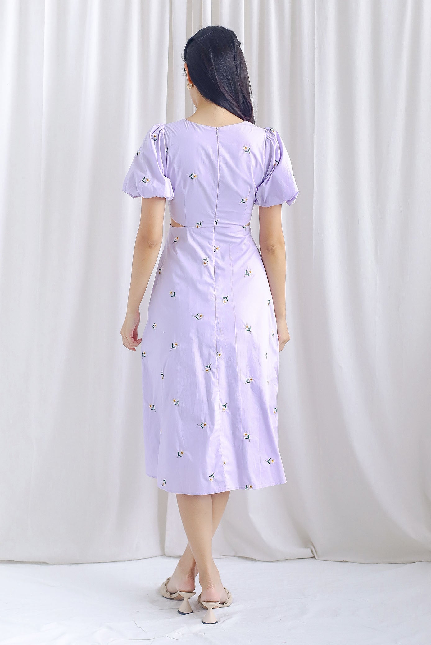 Birkley Loop Cut Out Embro Maxi Dress In Lilac