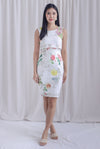 Bloom Oriental Floral Tiered Dress In White